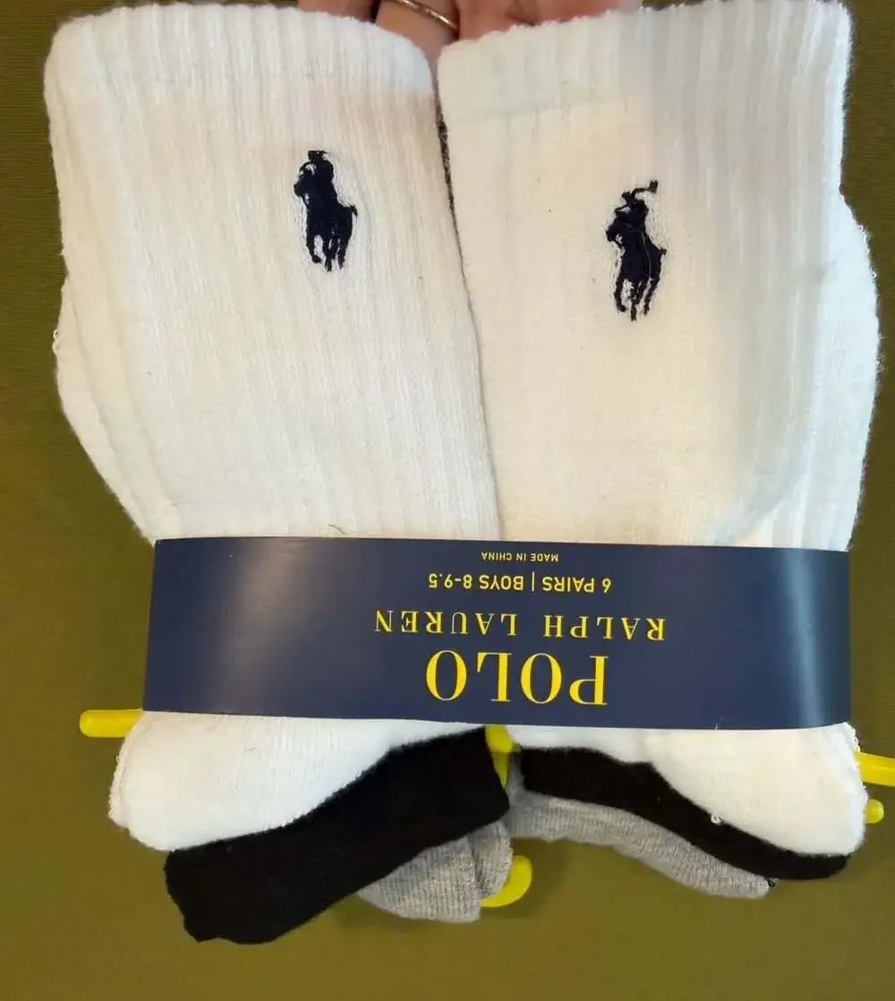 Polo Ralph Lauren Boys Cushioned Crew Socks, 6 Pairs